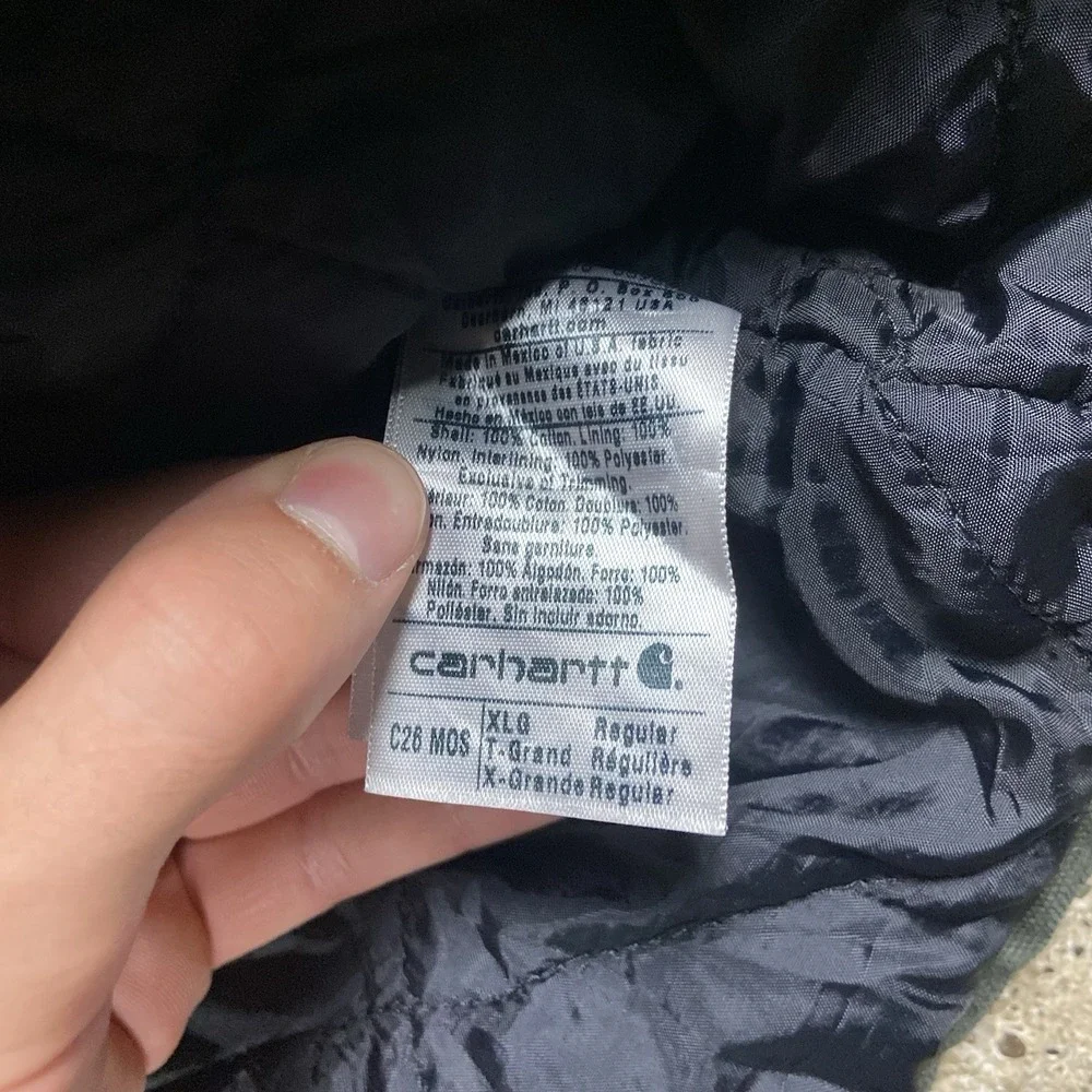 Vintage Carhartt Jacket Size XL Green Sandstone Duck Arctic Quilt Lined C26 MOS
